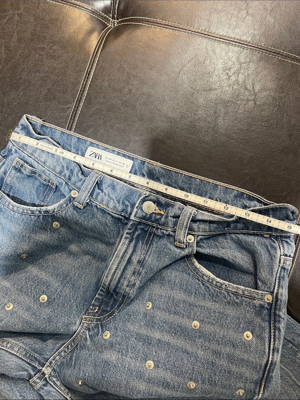 Zara Blue Wide-Leg Jeans with Silver Studs 🇨🇦 - Picture 11 of 11